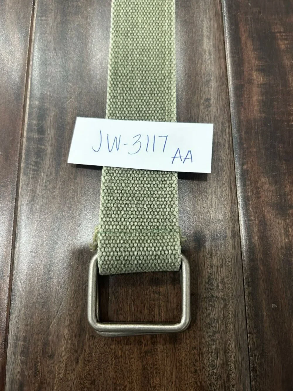 45 in Canvas Adjustable Belt Olive Green Metal Buckle Minimalist Techwear